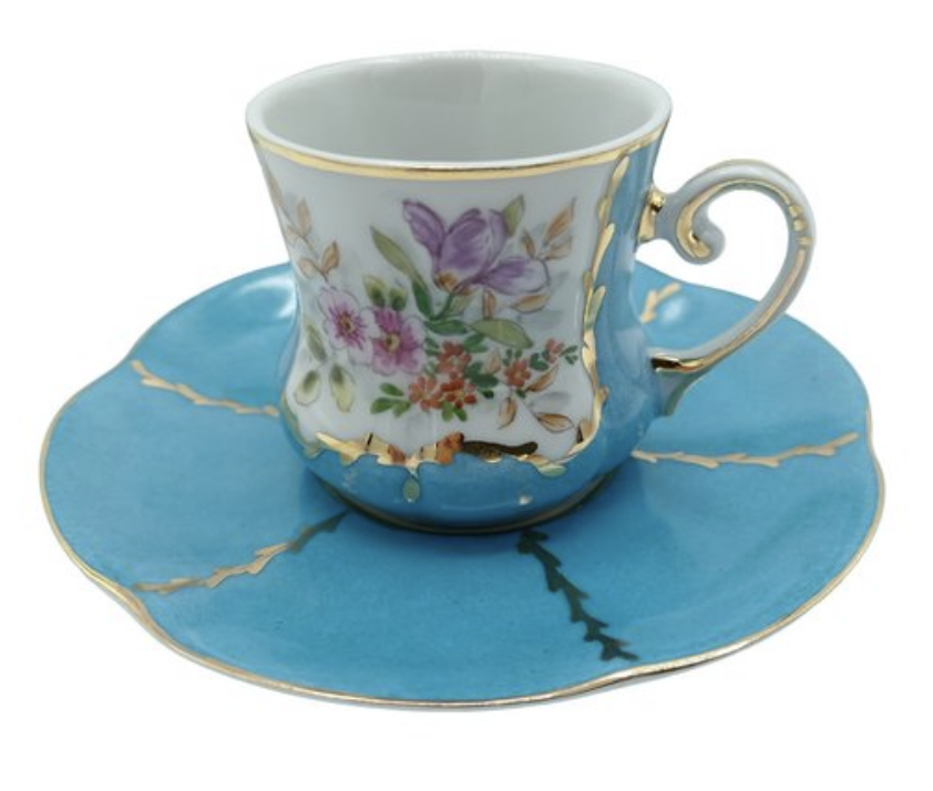 Tazzina porcellana Limoges Francia_turchese_87