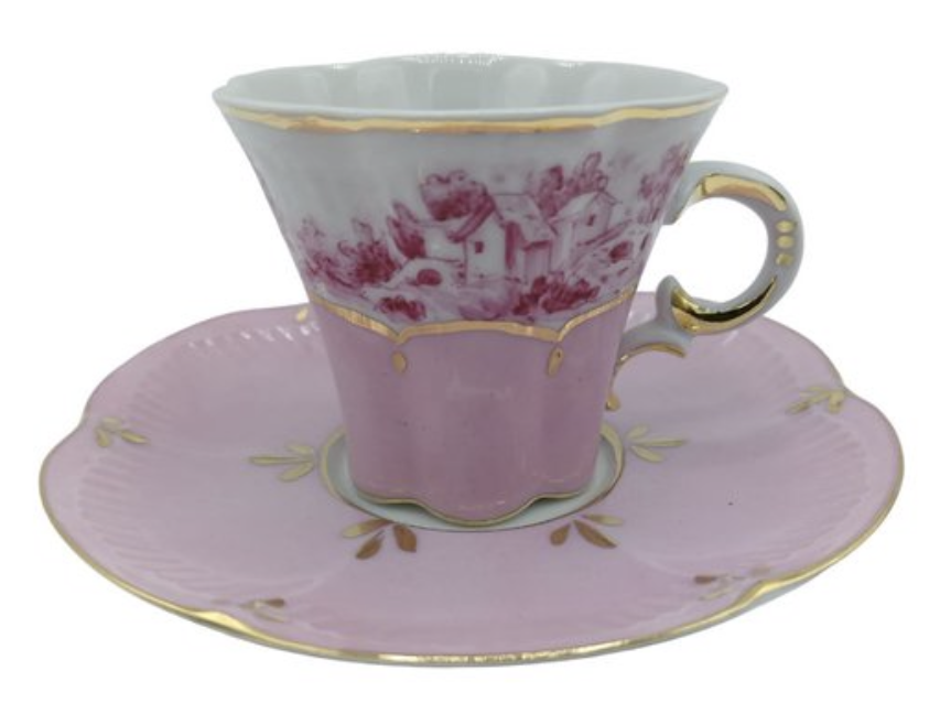 Tazzina porcellana Limoges Francia_rosa_145