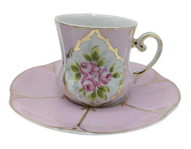 Tazzina porcellana Limoges Francia_rosa_148