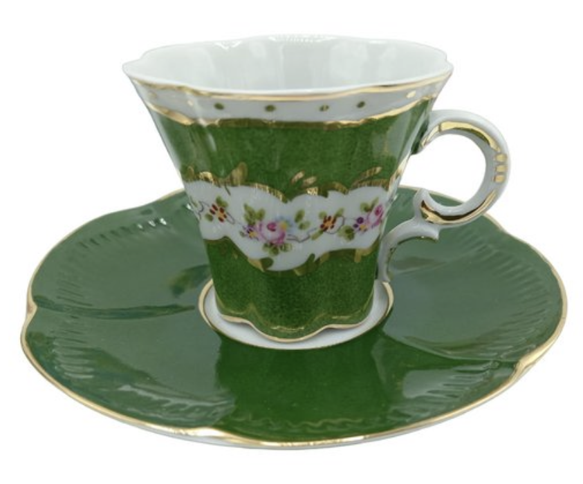 Tazzina porcellana Limoges Francia_verde_92