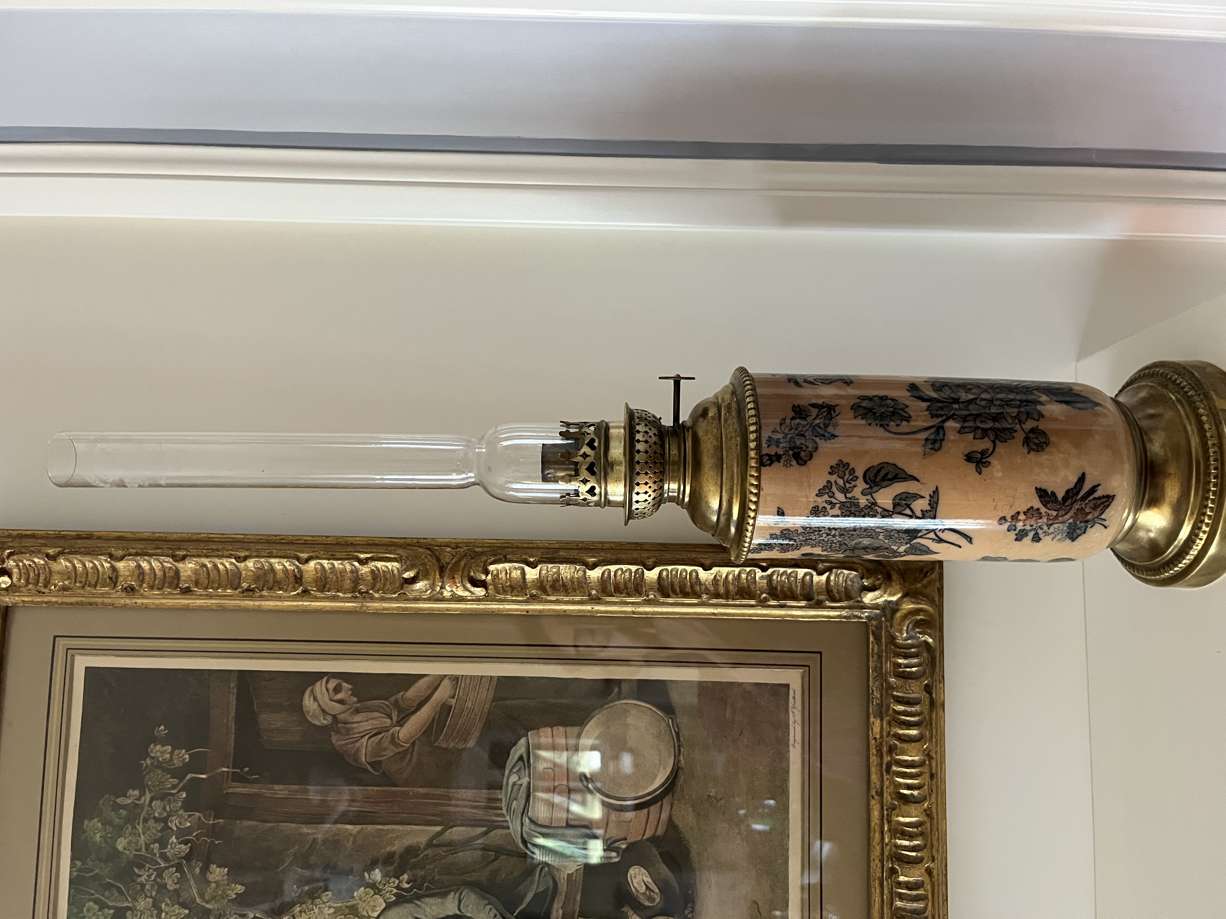 Lampada francese a petrolio porcellana blu