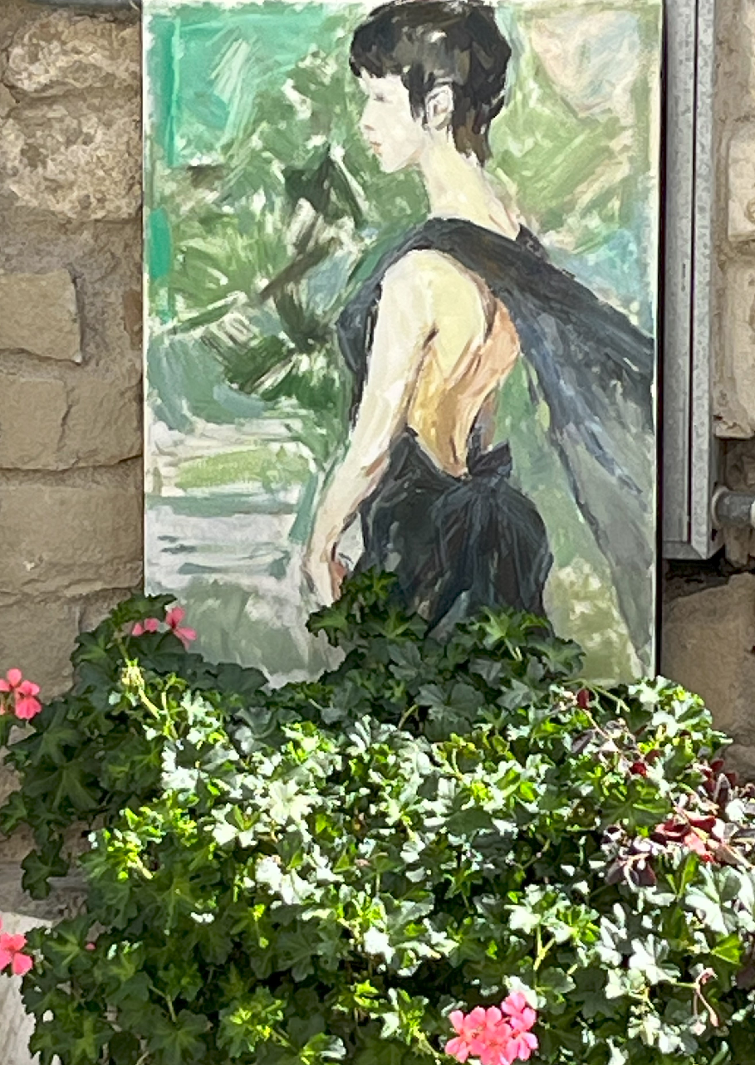 Olio su tela P.M. Menni - Vestito nero con drappeggio - 31.23
